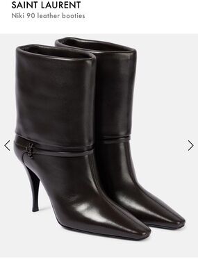 Saint Laurent Black Leather Niki 90 Heeled Boots size 39